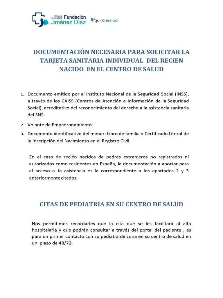 Documentación Necesaria Para Solicitar La Tarjeta Sanitaria Individual ...