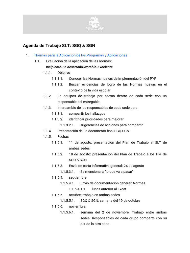 Agenda de Trabajo | PDF