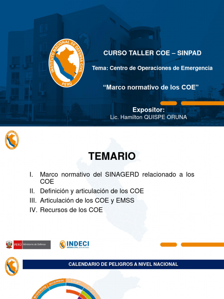 Expo COEN - Curso COE SINPAD Piura - Marco Normativo de Los COE | PDF ...