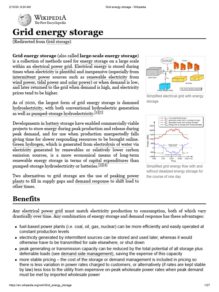 Grid Energy Storage Overview | PDF | Energy Storage | Electrical Grid