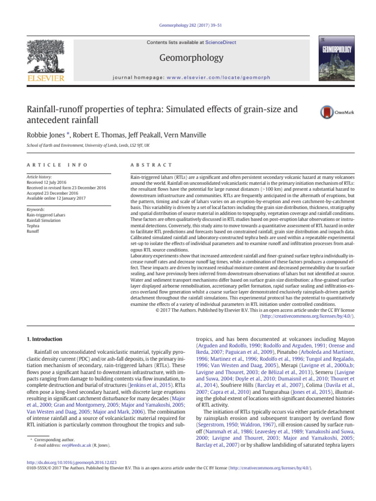 .Archivetemprainfall Runoff Properties of Tephra Simulated Effects of ...