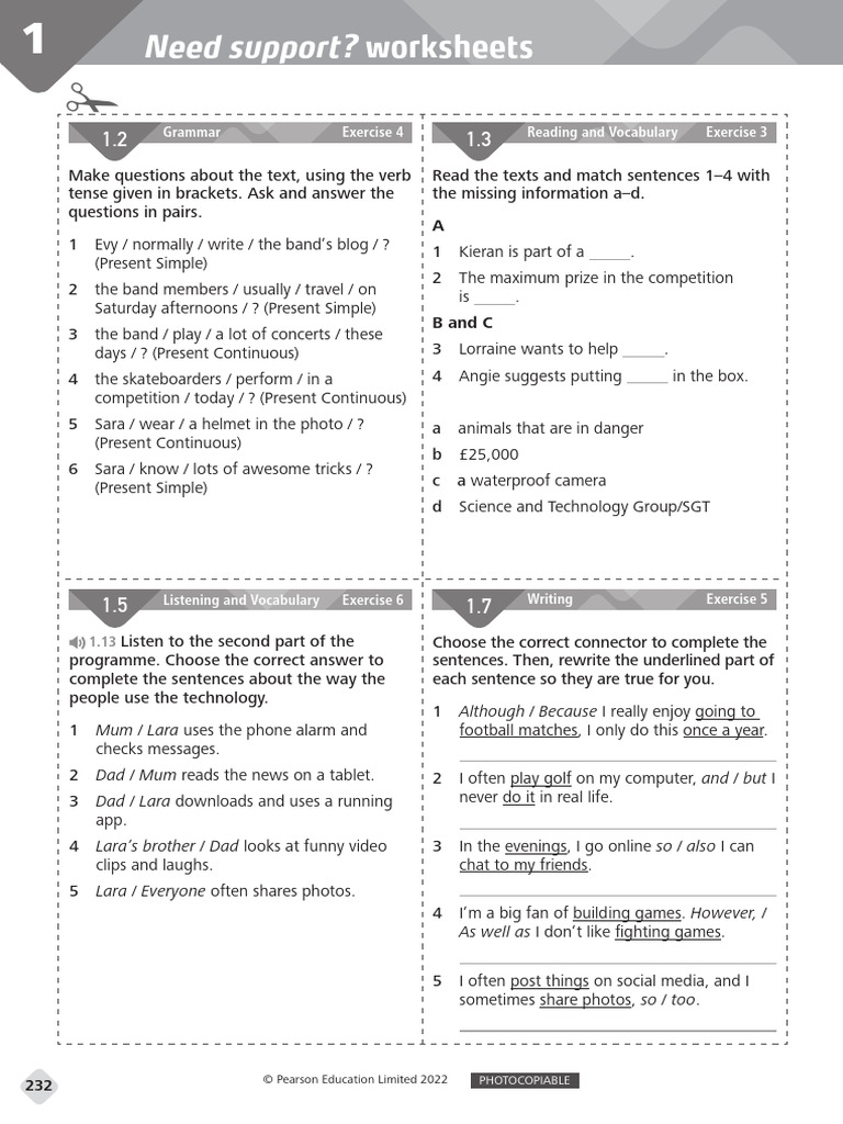 ESL Worksheets for Grammar and Vocabulary | PDF | Sentence (Linguistics ...