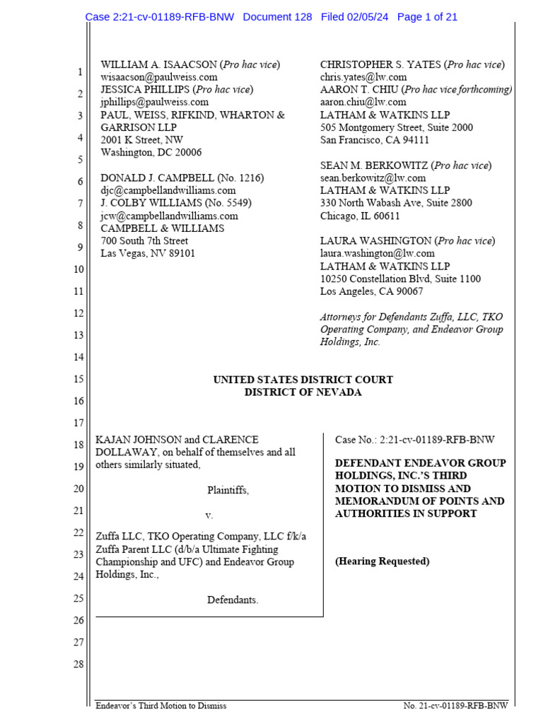 Motion To Dismiss 02.05.24 PDF Sherman Antitrust Act Federal
