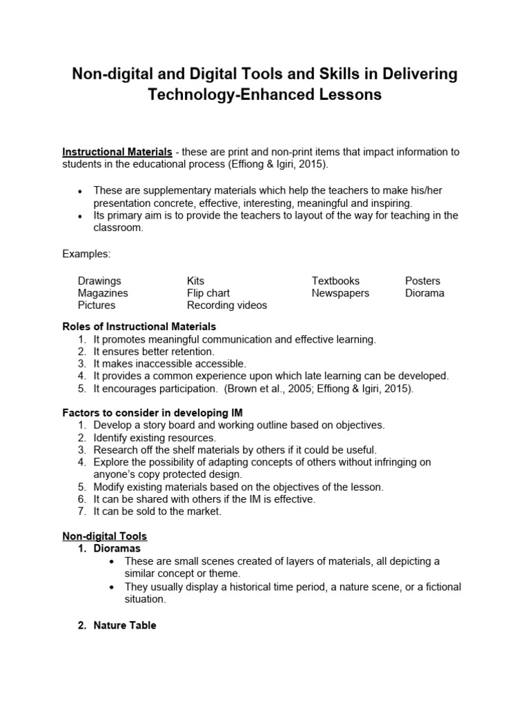 Non digital and digital skills in delivering technology enhanced