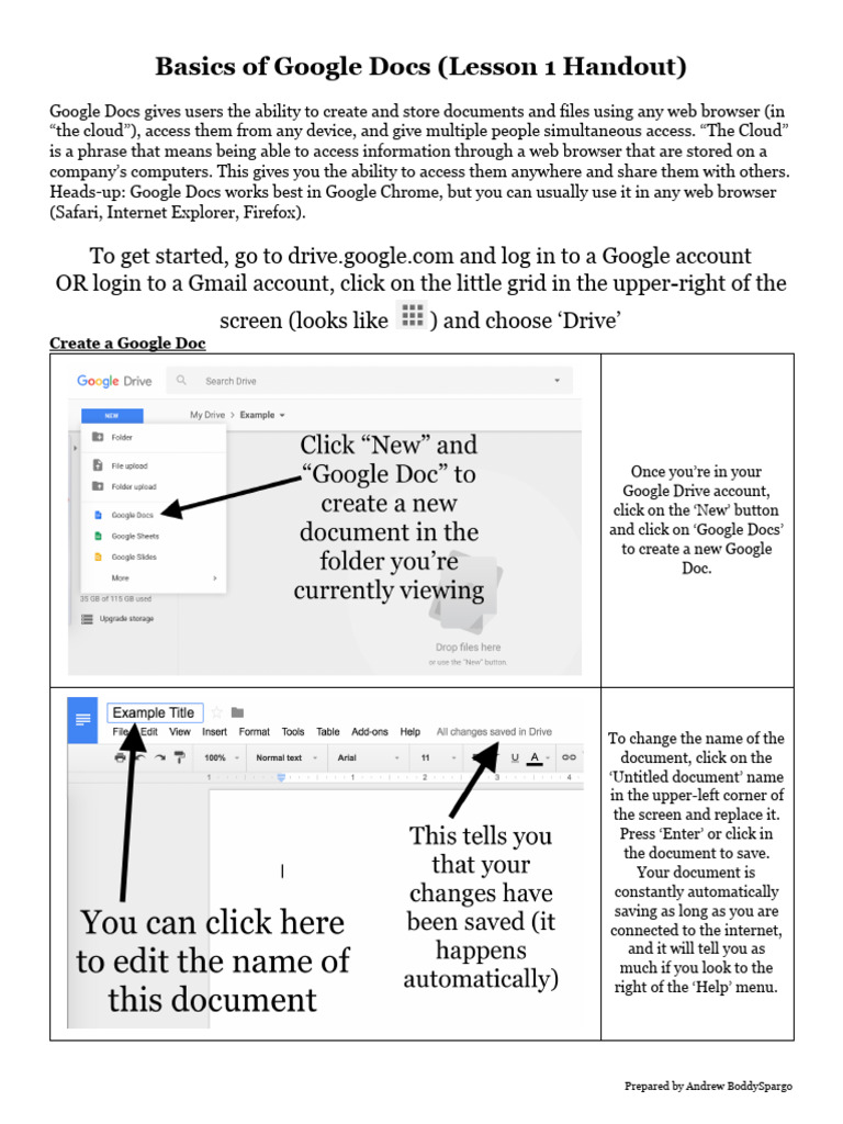 Google Docs Basics and Sharing Guide | PDF | Computer File | World Wide Web