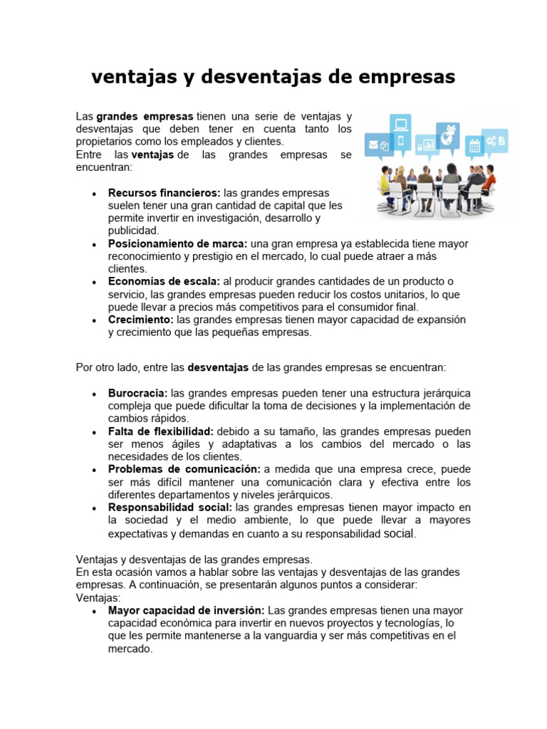 Ventajas y Desventajas de Empresas | PDF | Business | Mercado (economía)