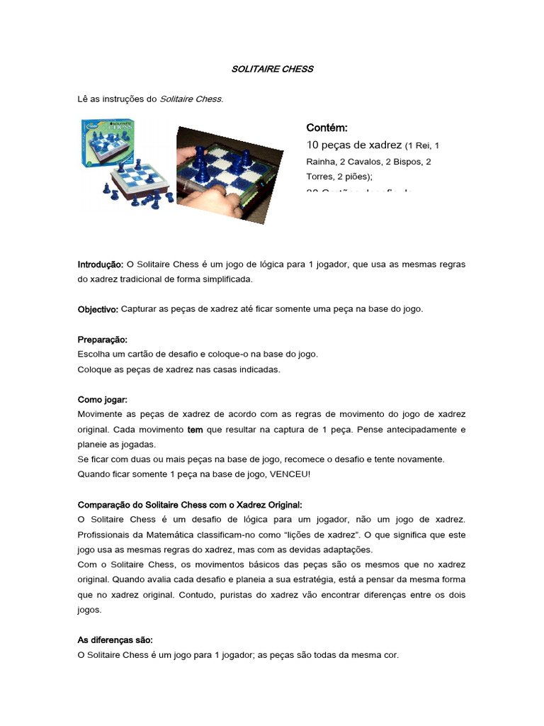 Como Jogar Solitaire Chess | PDF | Xadrez | Jogos de estratégia abstratos