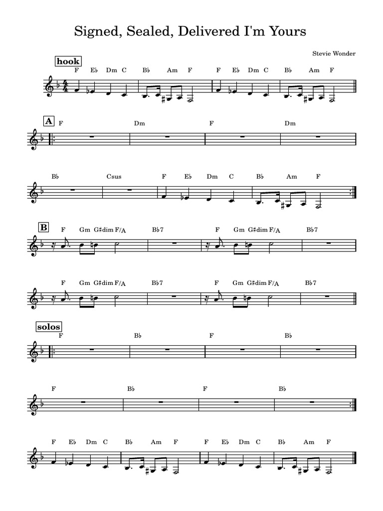 Signed Sealed Delivered PDF Songs Written