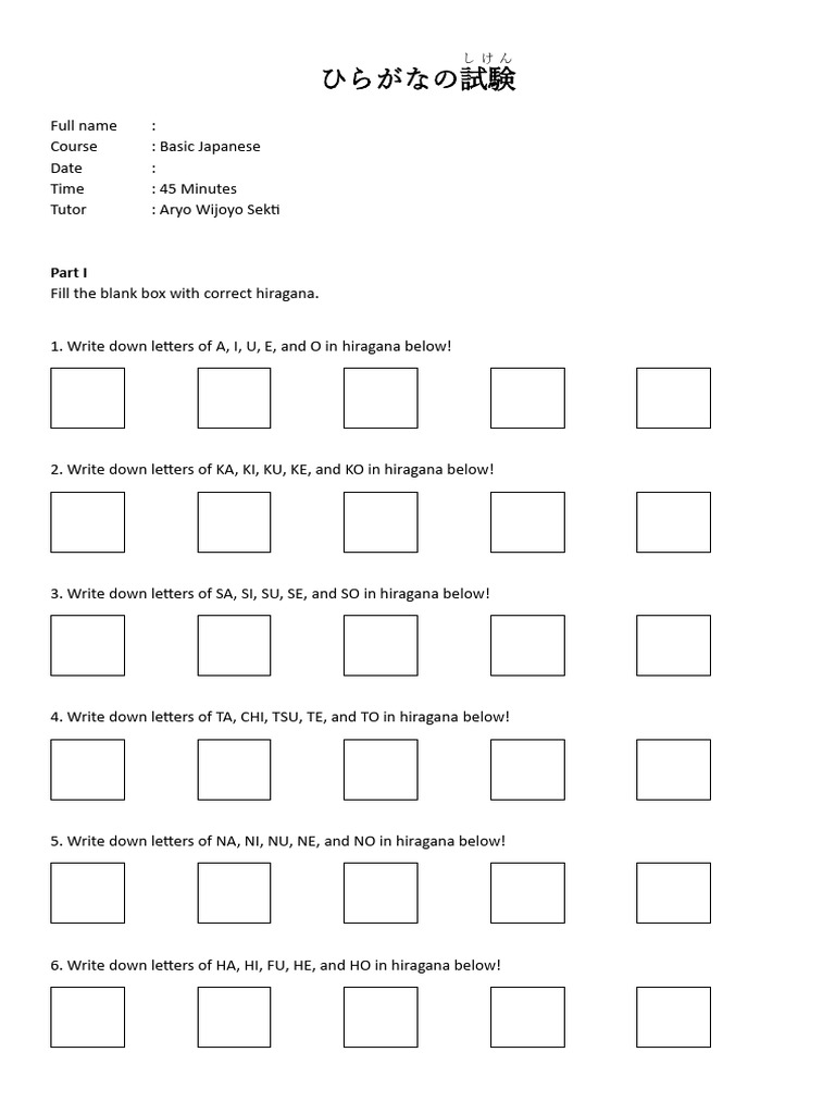 Ujian Hiragana I Download Free Pdf Language Families Encodings