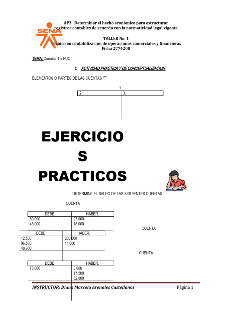 Estructura de Cuentas T en Contabilidad | PDF | Contabilidad ...