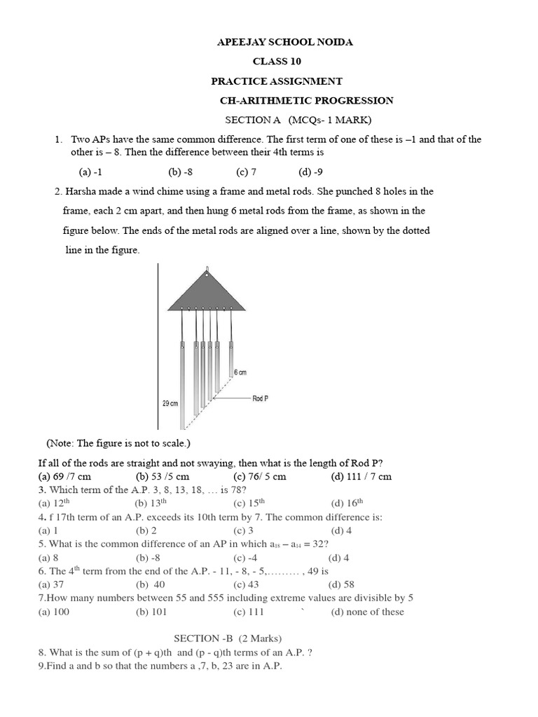 Class 10 Arithmetic Progression Worksheet | PDF | Mathematics | Arithmetic