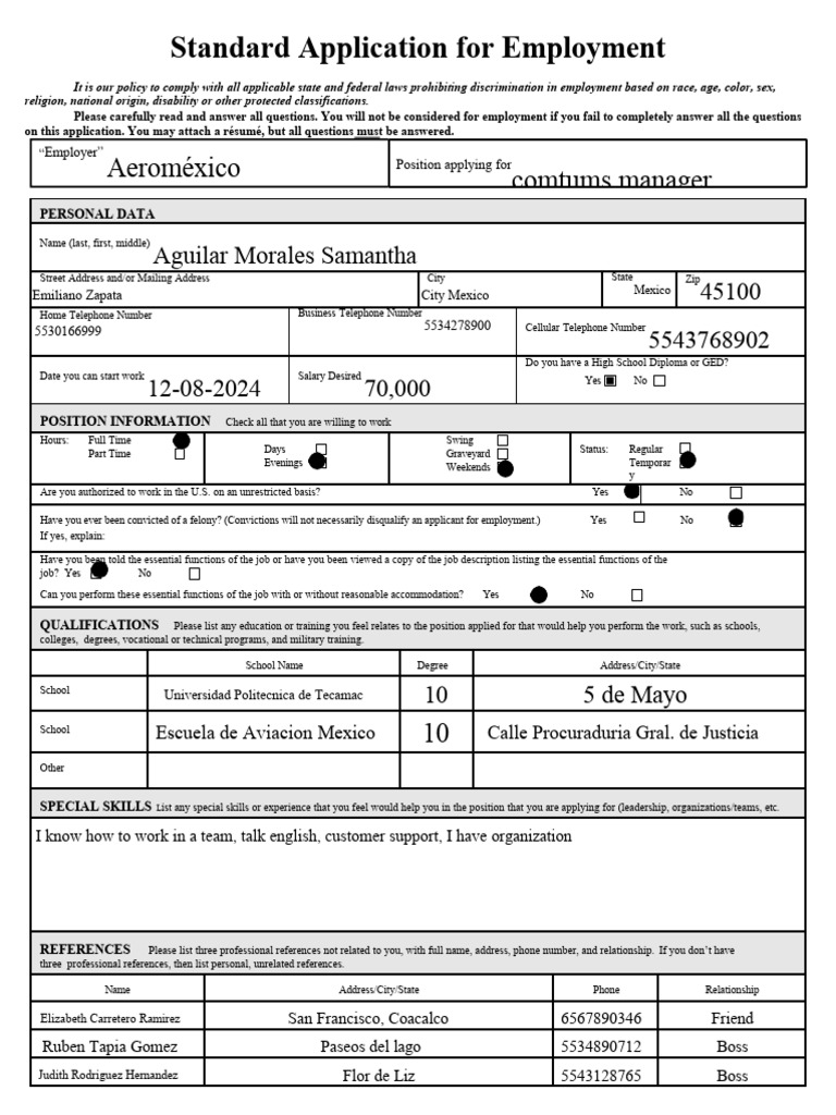 Simple Job Application | PDF | Employment | Business