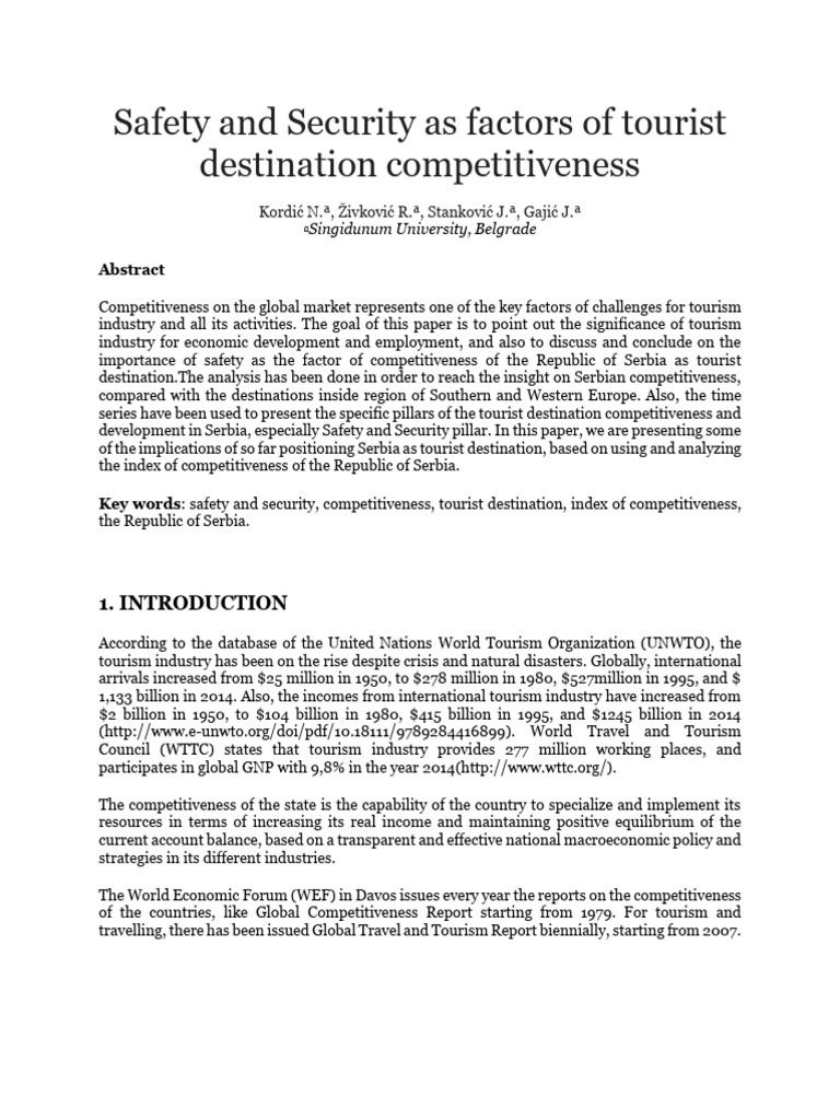 10 Tourism Service and Security Destination CompetitivenesFile | PDF ...