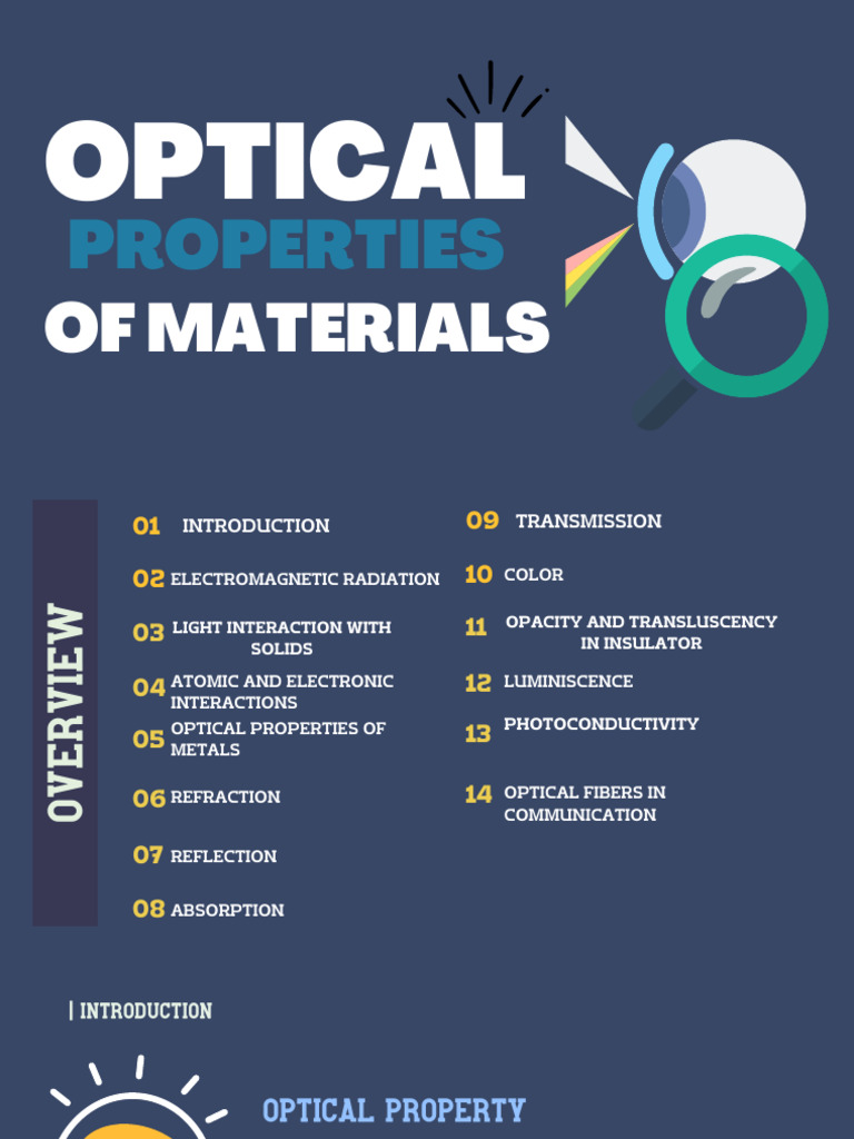 Optical Properties of Materials PDF Radiation Light