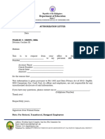 Authorization Letter To Deposit Check - Retired Resigned and Transferred Employee