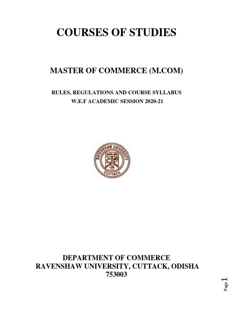 M.Com Syllabus and Regulations 2020-21 | PDF | Marketing | Leadership