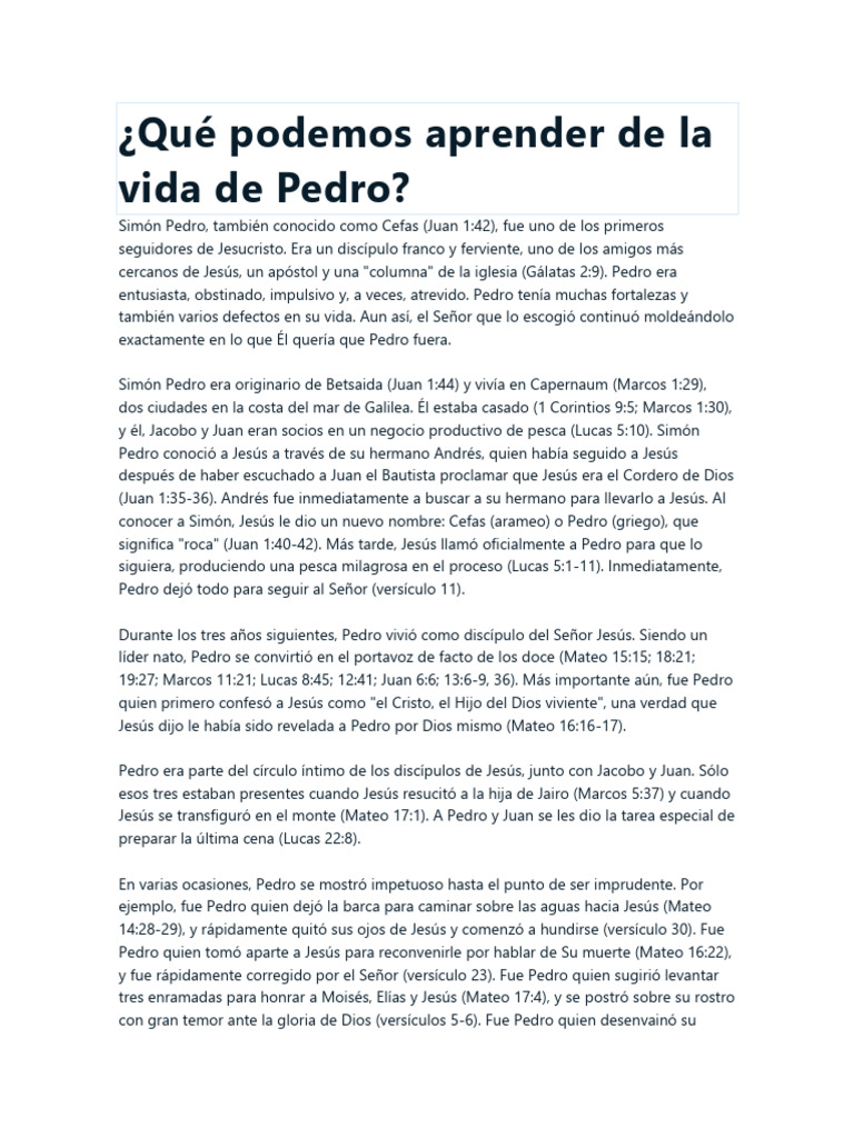 La Vida de Pedro | PDF