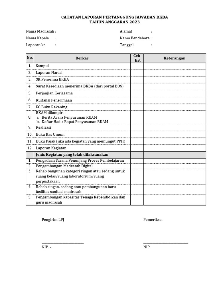 Laporan Pertanggungjawaban BKBA 2023 | PDF