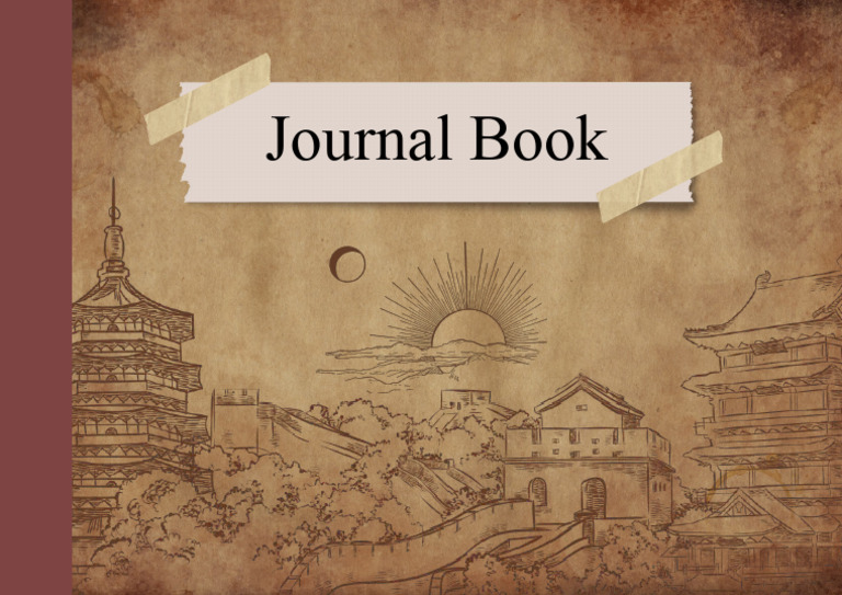 Brown Vintage Antique Journal Book Cover Landscape A4 Document | PDF