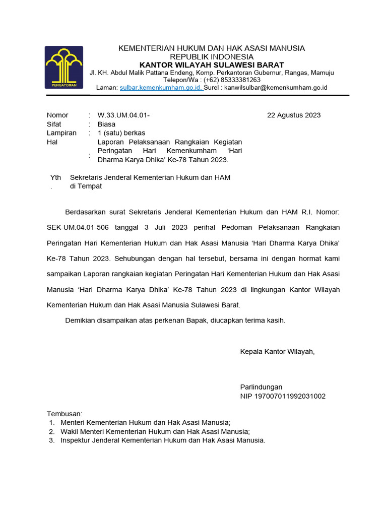 Laporan HDKD Ke-78 Kemenkumham 2023 | PDF