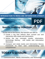 Lesson 1 Introduction To Media and Information Litearcy