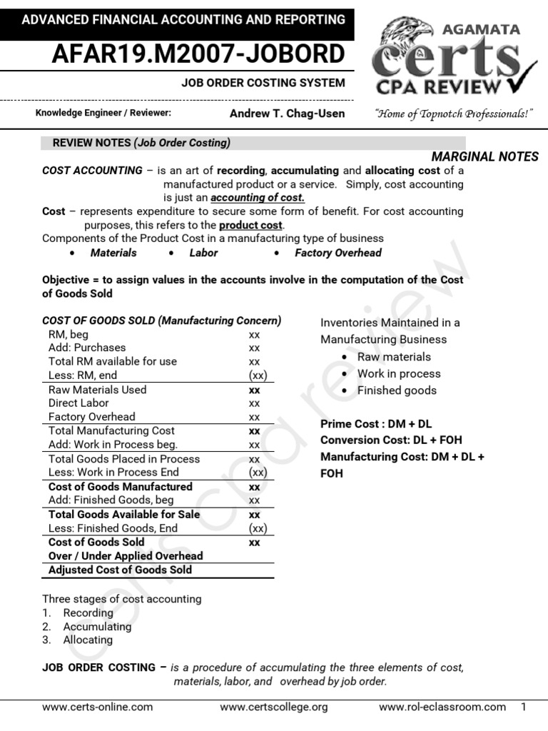 Job-Order Costing | PDF