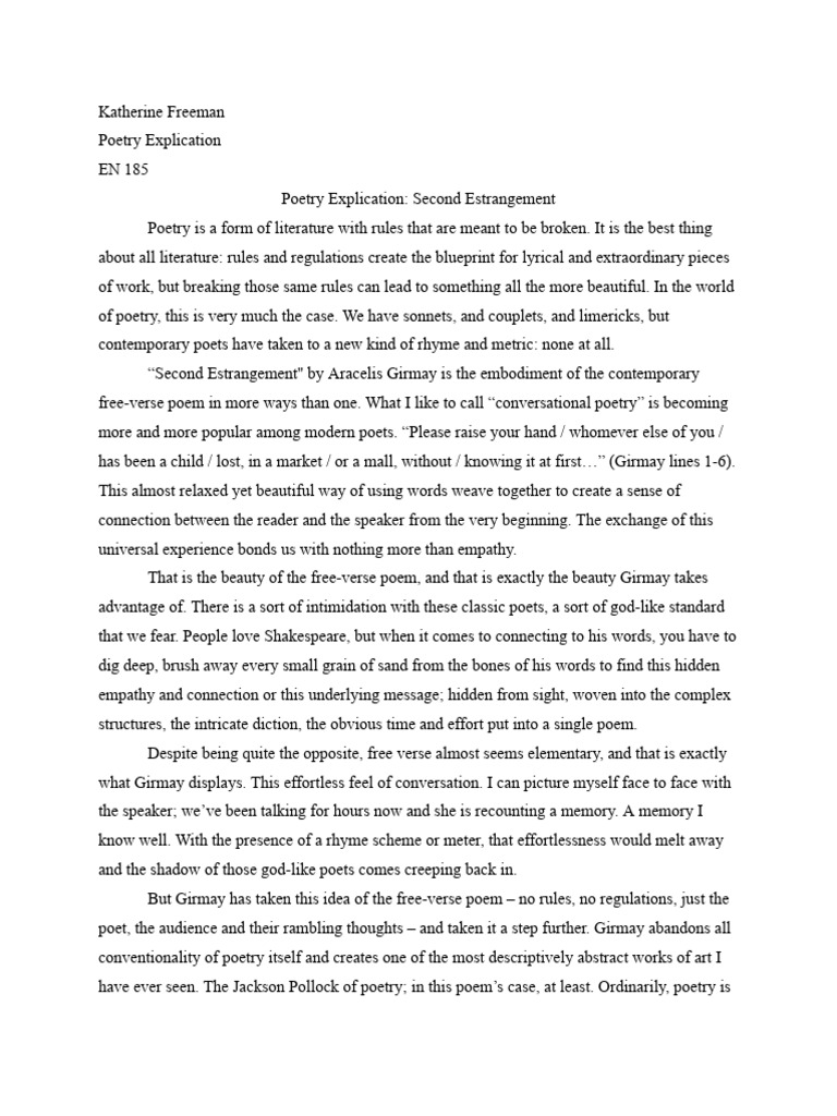 Poetry Explication Download Free Pdf Poetry Rhyme