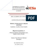 Reporte de La Práctica 1-Técnica de Mediciones Antropométricas Peso, Longitud, Estatura y Brazada.