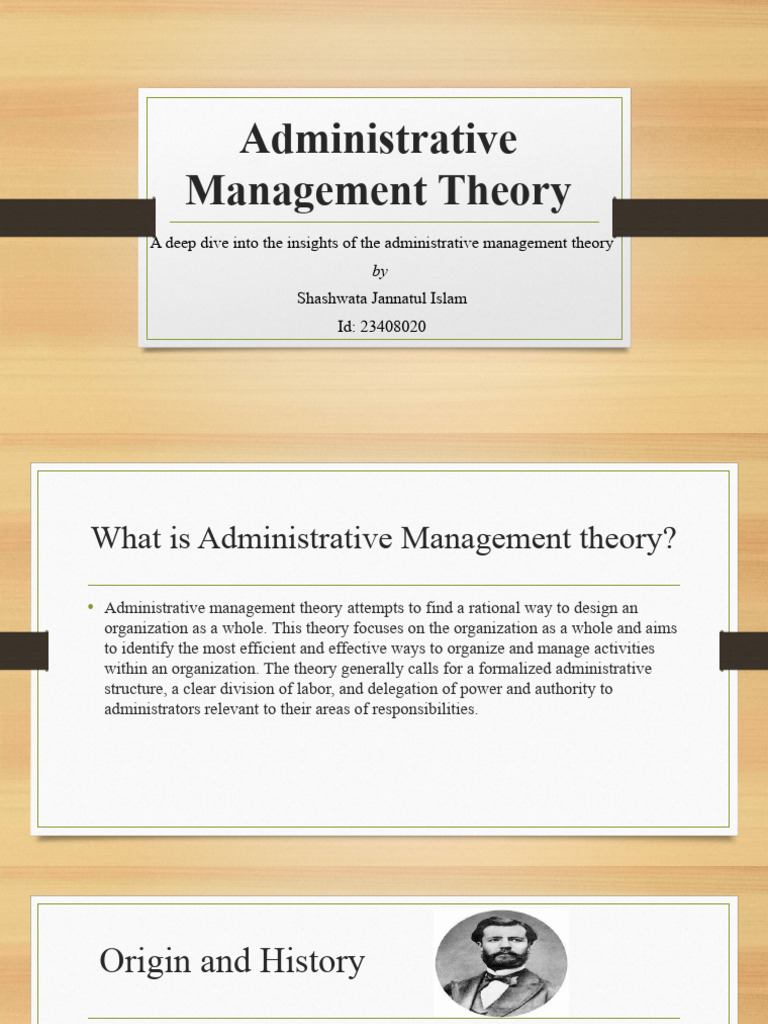 Administrative management theory pdf organizational structure