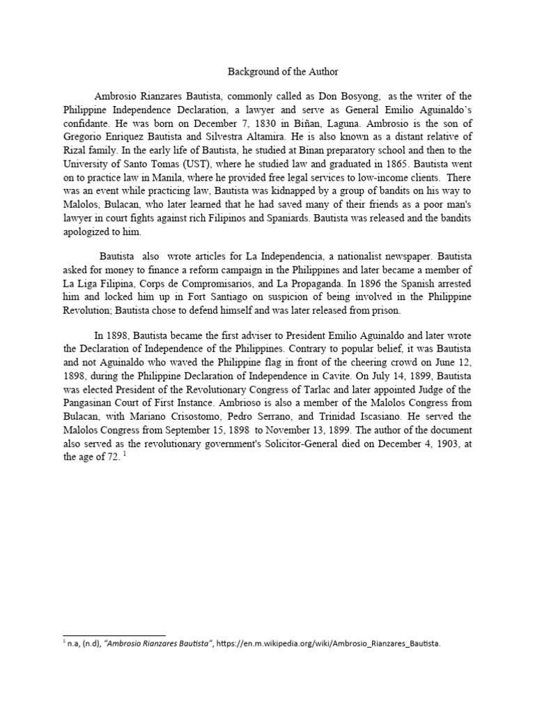 Ambrosio Rianzares Bautista: Author of Independence | PDF | History