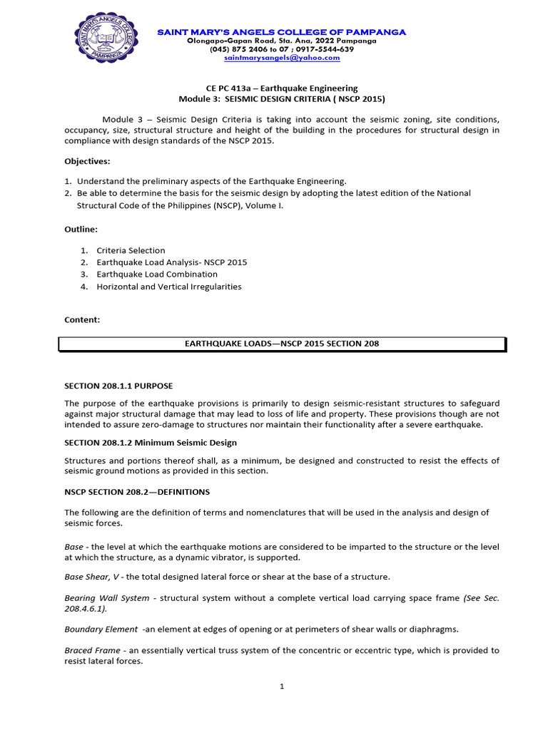 Module 3 Ce Pc413a Pdf Earthquake Engineering Truss