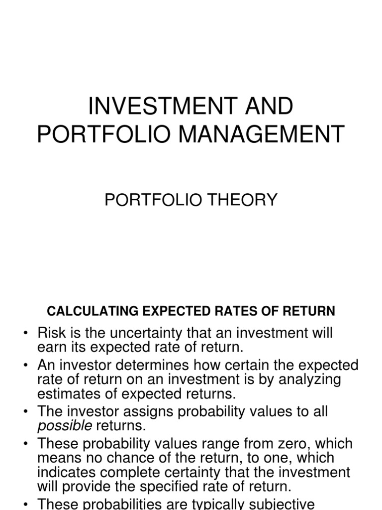 Investment Portfolio Risk Analysis Guide | PDF | Modern Portfolio ...