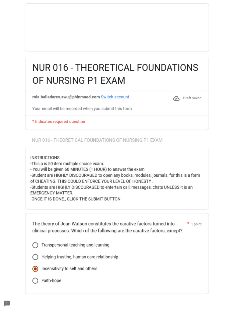 Nur 016 theoretical foundations of nursing p1 exam pdf nursing system