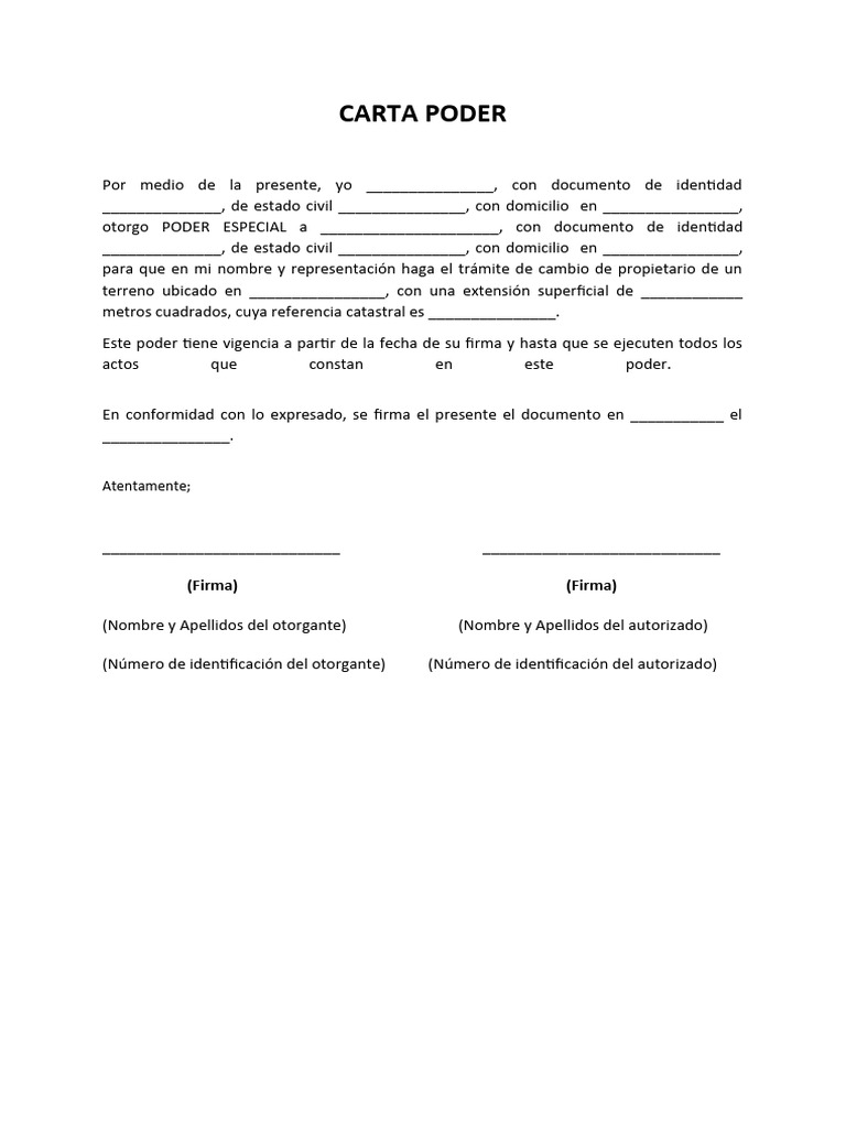 Carta Poder para Cambio de Propietario | PDF