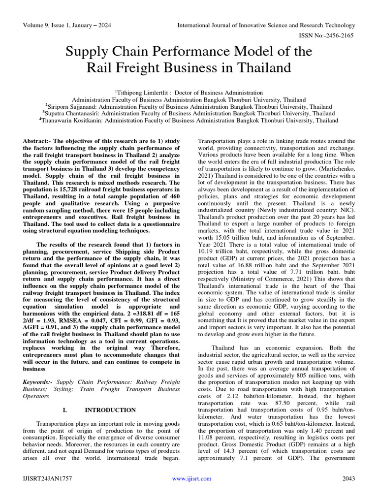 Rail Freight Supply Chain Model in Thailand | PDF | Supply Chain ...
