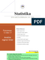 Statistika Pertemuan 12 Dan 13 Analisis Regresi Linier
