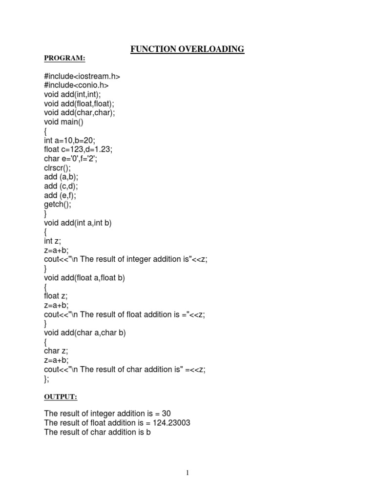 Function Overloading | PDF | Array Data Structure | Data Management