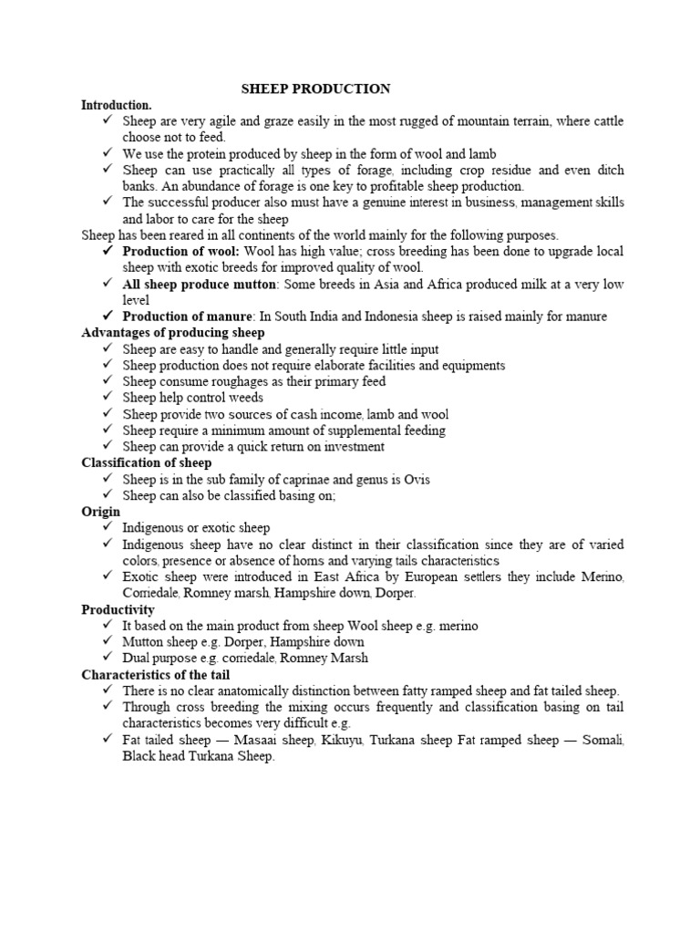 Sheep Production | PDF | Sheep | Goat