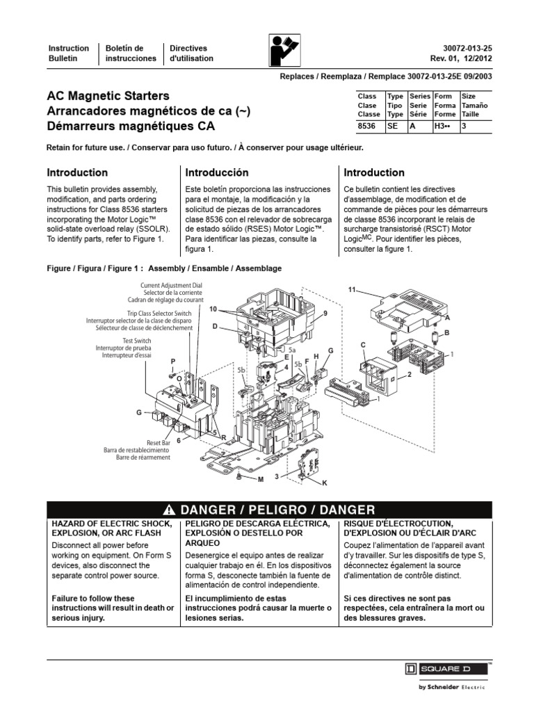 Square D 8536 SE Instruction Bulletin | PDF | Ingénierie de l'énergie ...