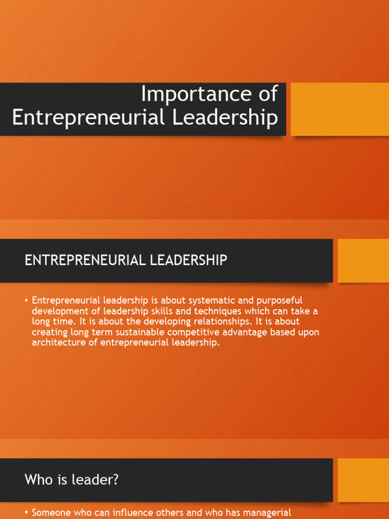Importance of Entrepreneurial Leadership | PDF | Entrepreneurship ...
