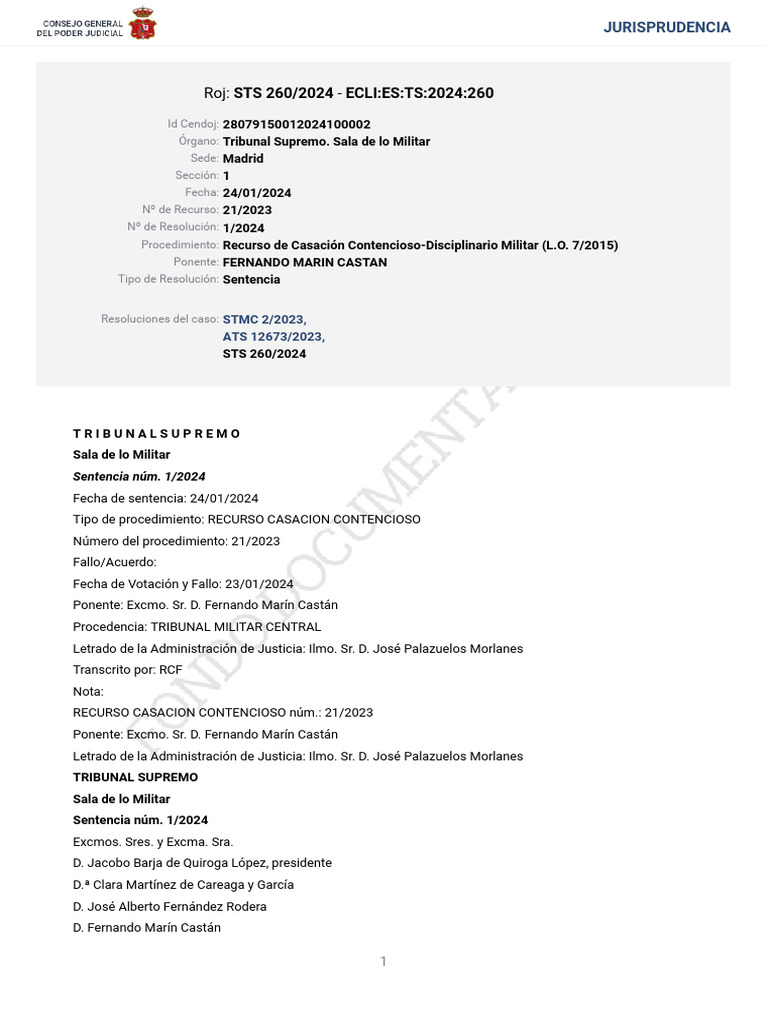STS 260 2024 | PDF | Sentencia (ley) | Caso de ley