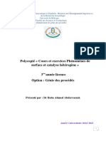 Polycopié-Baba Ahmed-Phénomènes de Surface Et Catalyse Hétèrogène