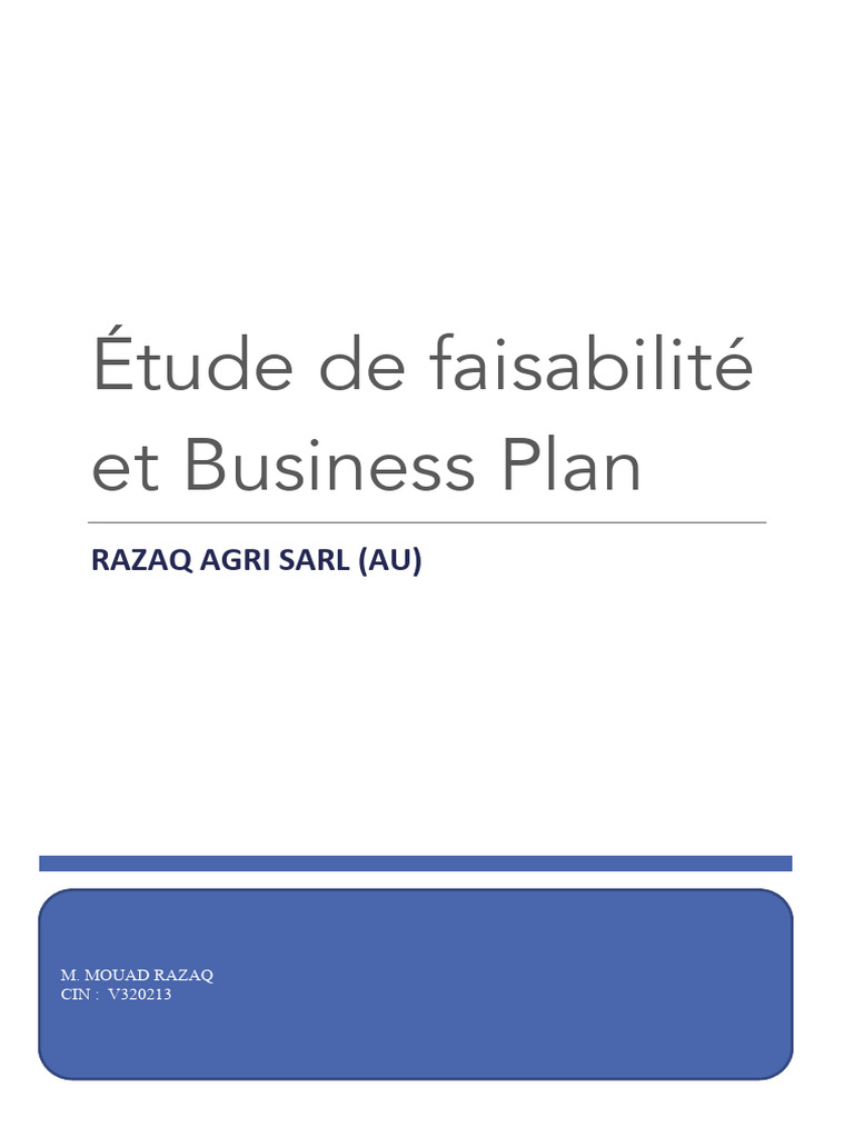 Business Plan Razaq Agri SARL | PDF | Secteur privé | Économie d'entreprise