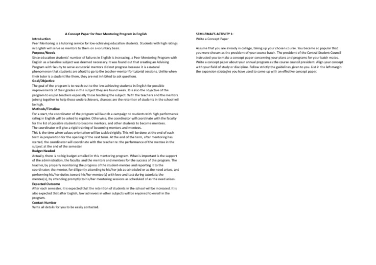 Peer Mentoring Program for English Students | PDF