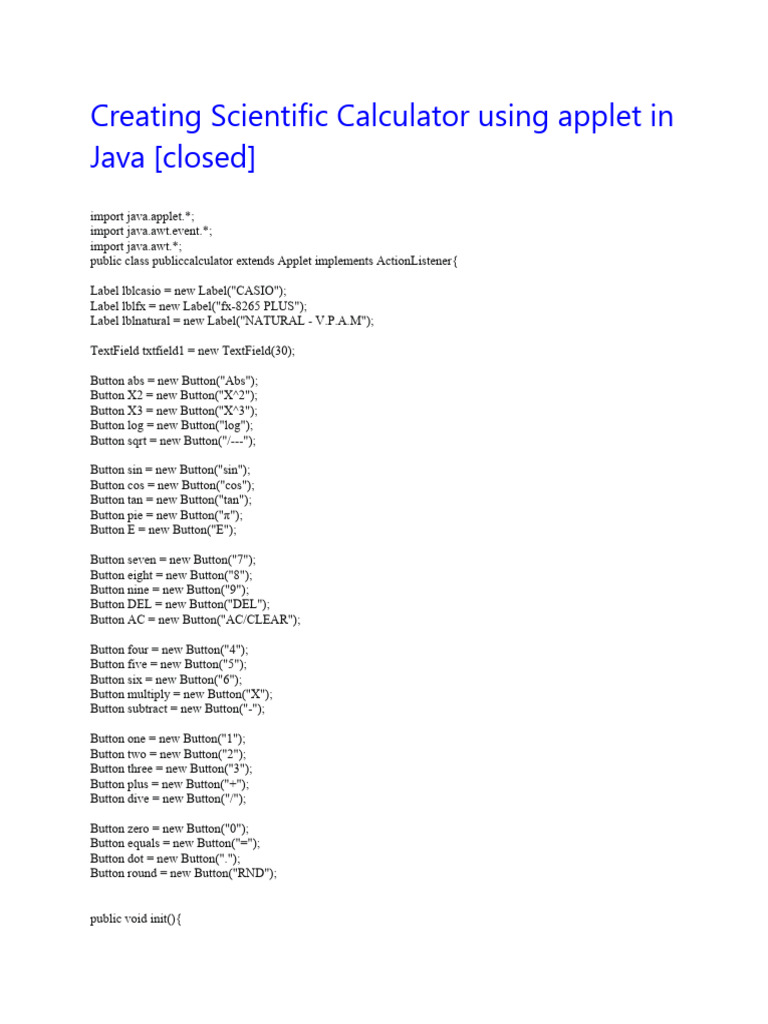 Creating Scientific Calculator Using Applet in Java | Download Free PDF ...