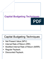 Lec 10 Capital Budgeting Techniques