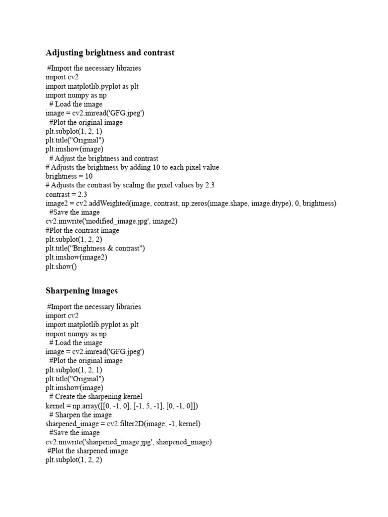 Adjusting Brightness and Contrast | PDF | Digital Signal Processing ...