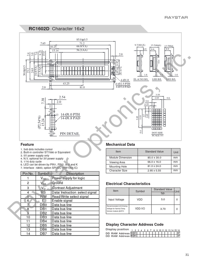 RC1602D Datasheet | PDF | Electrical Engineering | Computer Science