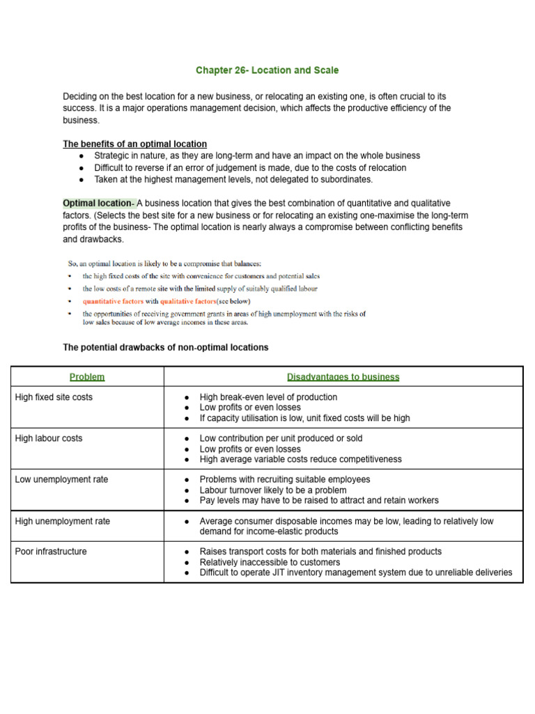 Location and Scale in Business Operations | PDF | Finance & Money ...