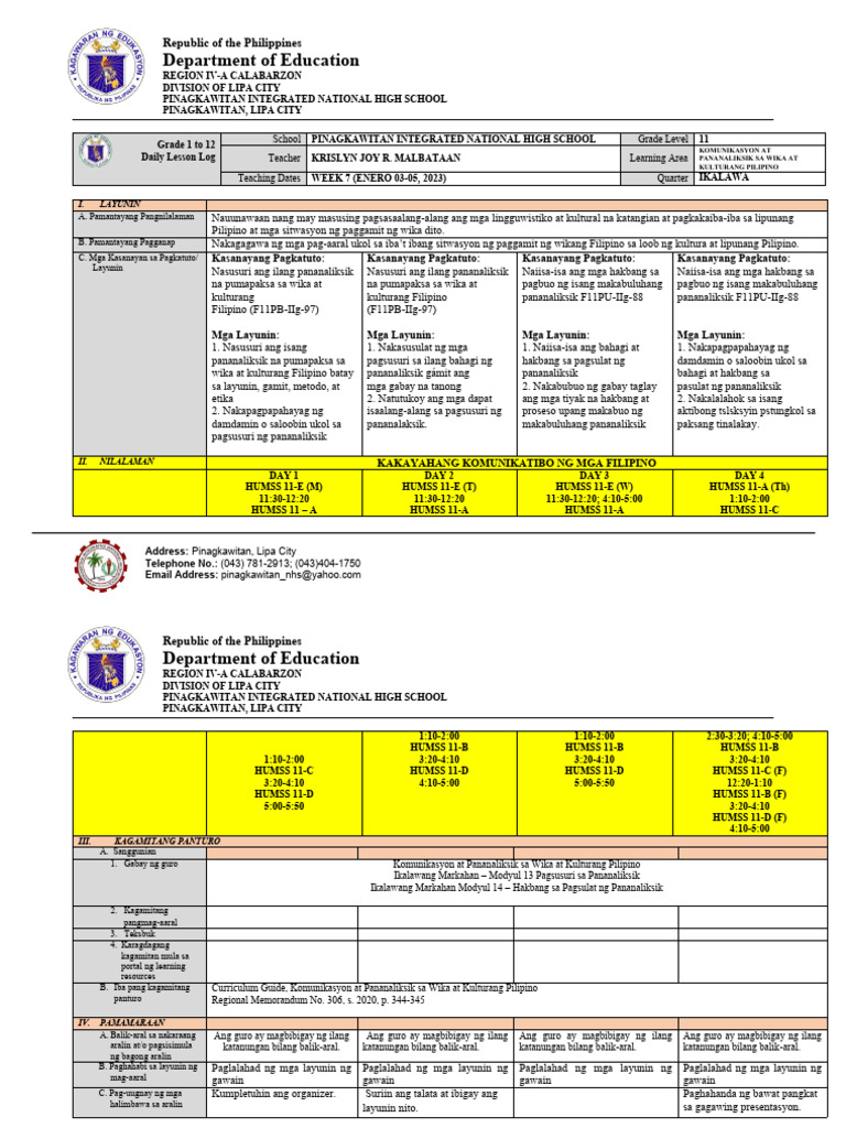 DLL Week 7 2ND Quarter | PDF